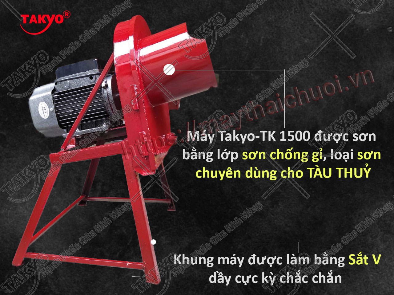 Ngoài ra máy băm chuối Takyo TK3000 được trang bị motor 3KW với lõi 100% dây đồng