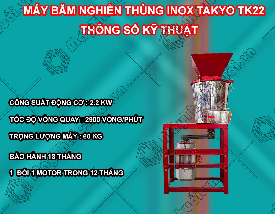 Thông số kĩ thuật của máy băm nghiền Takyo TK 22 
