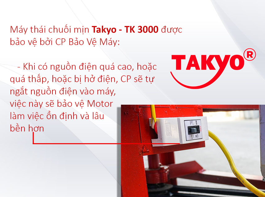 CP chống giật được lắp trên máy băm chuối TAKYO TK 3000