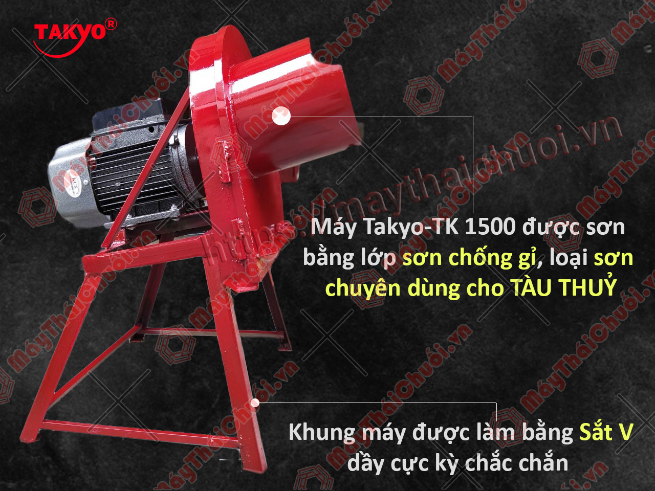 Máy băm chuối Takyo TK1500 có khung máy làm bằng sắt V chắc chắn
